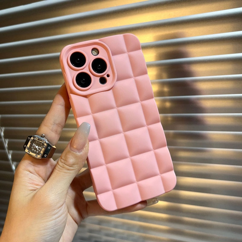 3D Diamond Plaid Phone Case For iPhone