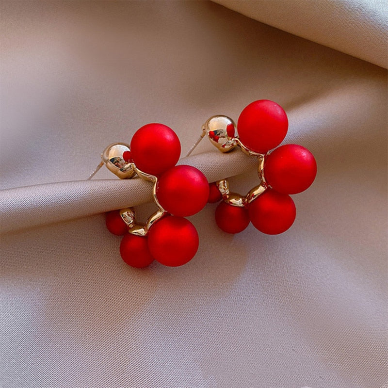 Vintage Red Pearl Earrings