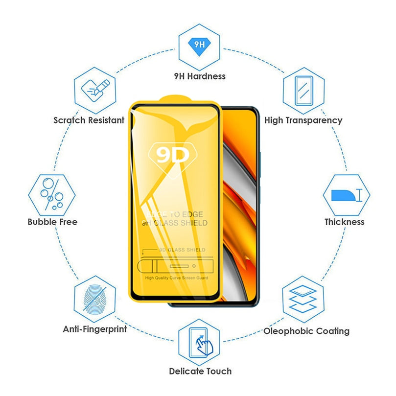 9D skyddsglas för Xiaomi Redmi Note 10 8 9 Pro 11 11s 9s 10s 5G skärmskydd