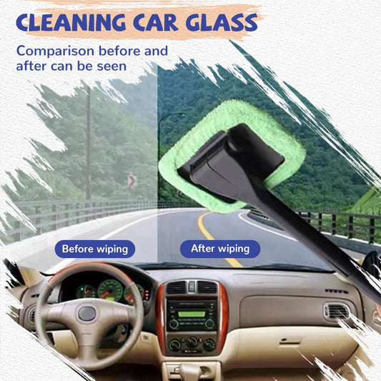 Car Window Cleaner Brush Kit, Windshield Cleaning Wash Tool, Inside Interior Auto Glass Wiper With Long Handle