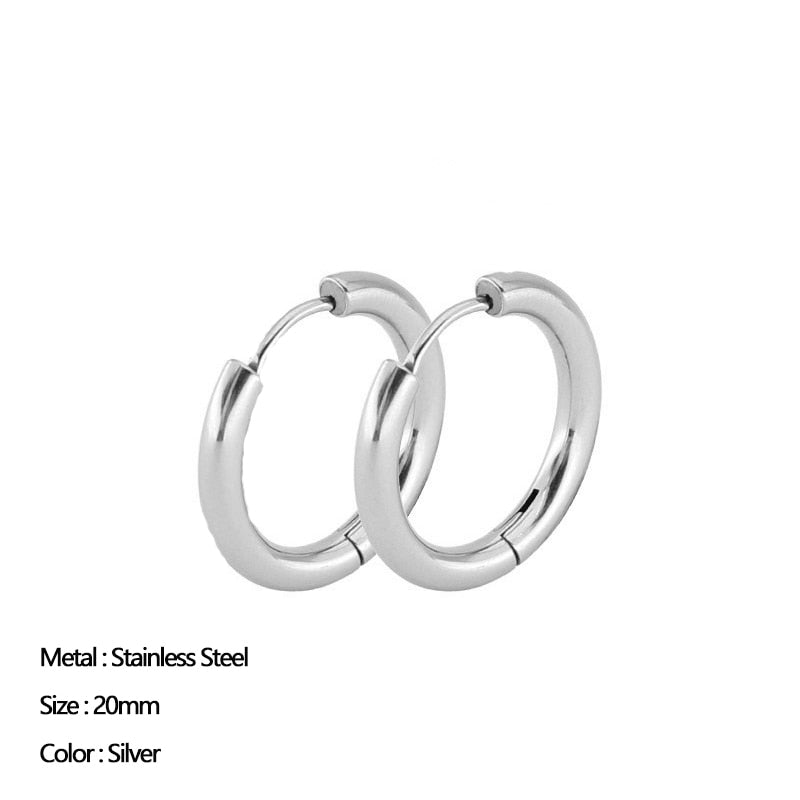Stainless Steel Small Large Circle Hoop Earrings