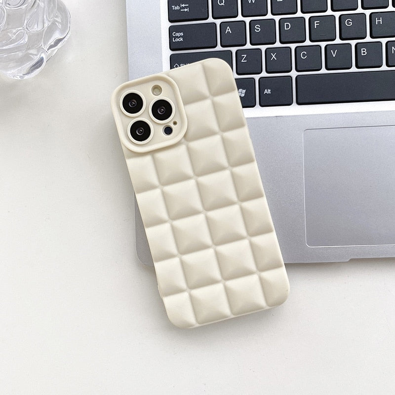 3D Diamond Plaid Phone Case For iPhone