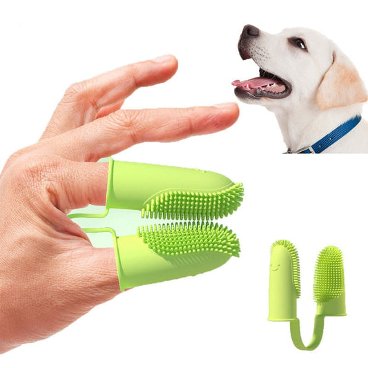 Dog Pet Super Soft Double Finger Toothbrush