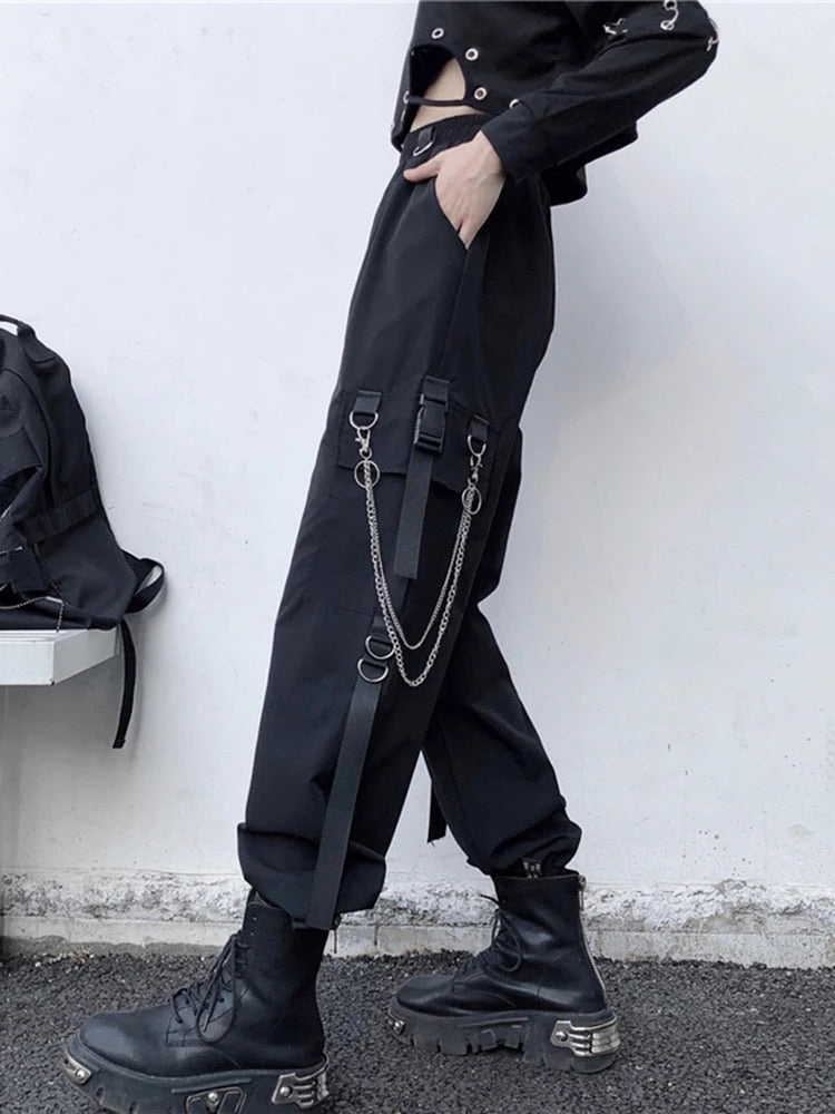 Women Cargo Pants/Harem Pants/Punk Pockets Jogger Trousers