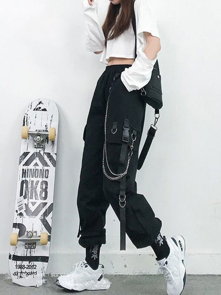 Women Cargo Pants/Harem Pants/Punk Pockets Jogger Trousers