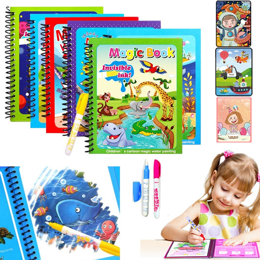 1 pcs Magical Book Water Drawing Montessori Toys Reusable Coloring Book Magic Water Drawing Book Sensory Early Education Toys