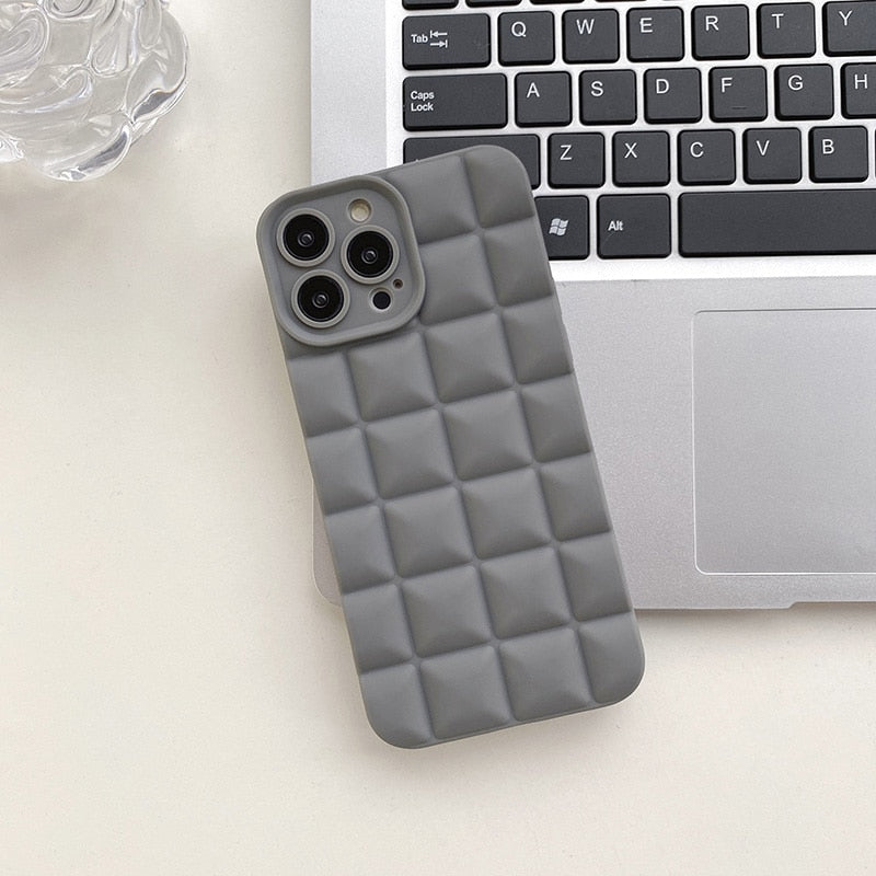 3D Diamond Plaid Phone Case For iPhone