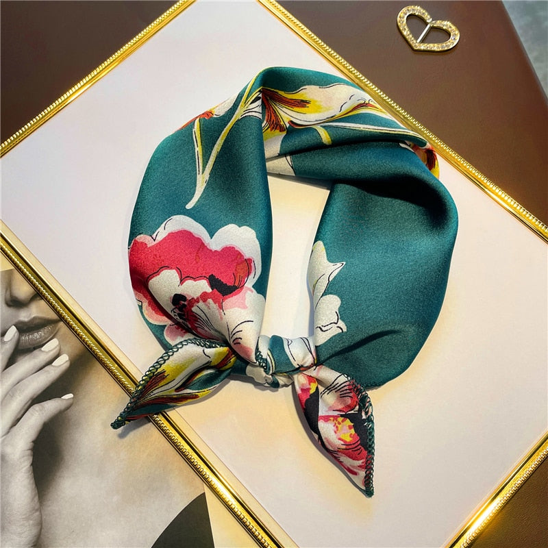 Square Silk Scarf, Bandana for Women