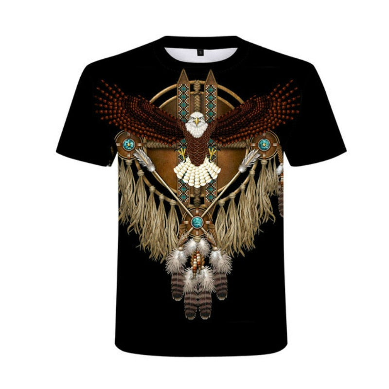 Bohemian style polyester T-shirt heren 3D stretch