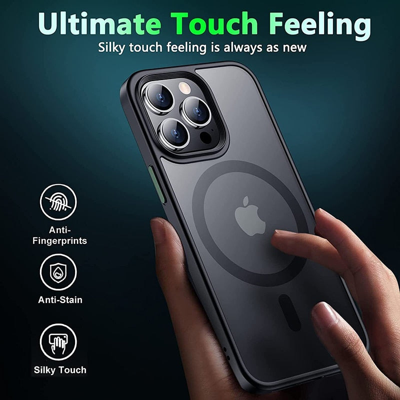 Magnetic Wireless Charge Shockproof Matte Phone Case