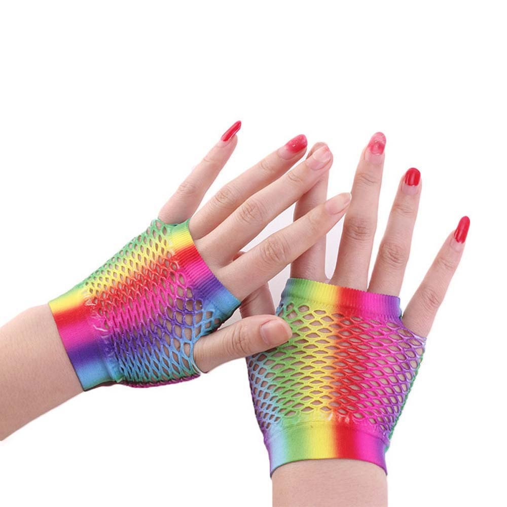 1 Pair Women Fishnet Long Gloves, Mesh Lace Thin Gloves